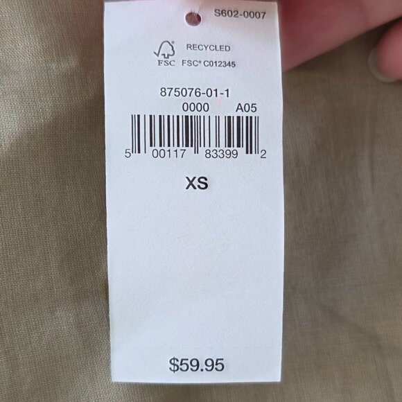 GAP Linen Blend Wrap Skirt | Size XS | Mini Skirt Khaki Button Tie Waist NEW - Picture 7 of 9